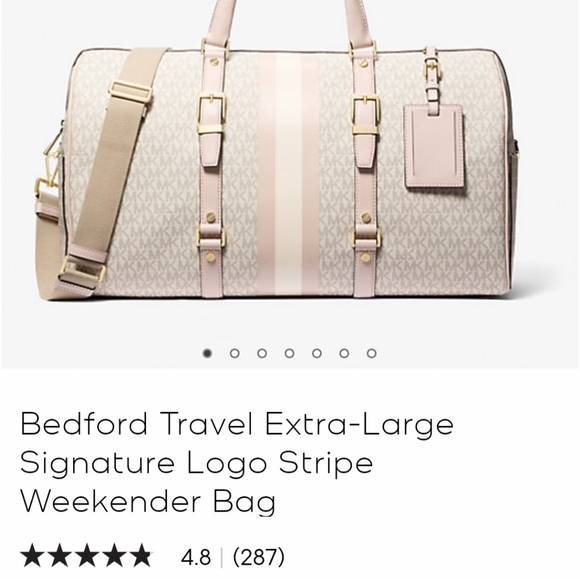 Bedford Travel Extra LG Weekender Bag Light Pink and Vanilla Color - Picture 2 of 12